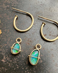 Golden Hoops with Blue & Green Boulder Opals | Captured ® in 14k gold