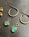 Golden Hoops with Blue & Green Boulder Opals | Captured ® in 14k gold