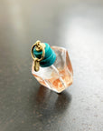 iron quartz geometric bead with turquoise bead pendant in 18k gold