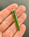 green jade, jade pendant, jade torpedo, 18k gold, gold pendant