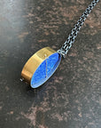lapis lazuli necklace, 18k bimetal, sterling silver, handmade jewelry, hilary finck jewelry, something blue