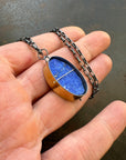 lapis lazuli necklace, 18k bimetal, sterling silver, handmade jewelry, hilary finck jewelry, something blue