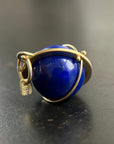 lapis lazuli, lapis orb, lapis necklace, lapis charm, lapis pendant, 18k gold, 18k gold pendant, fine jewelry