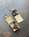 dendritic agate, 18k gold silver bimetal, earrings, hilary finck jewelry, one of a kind