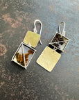 dendritic agate, 18k gold silver bimetal, earrings, hilary finck jewelry, one of a kind