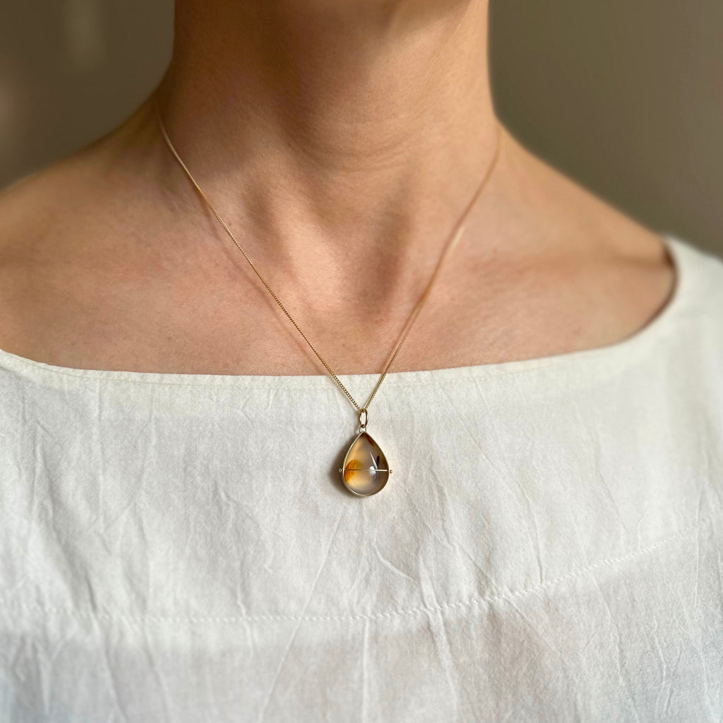 Captured Montana Agate Teardrop Charm