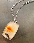 montana agate necklace with silver figaro chain