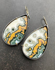Teardrop Ocean Jasper Statement Earrings Captured® in Oxidized Silver & 18k Gold