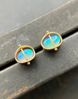 Lightning Ridge Opal Studs Captured® in 18k gold