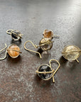 Captured Rutilated Quartz Orb Drop Earrings