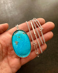 Persian Turquoise Pendant with 3-Way Silver Curb Chain
