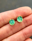 peruvian blue opal round studs in 18k gold
