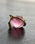 pink tourmaline orb pendant in 18k gold