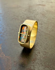 boulder opal ring, 18k gold ring, one of a kind ring, hilary finck jewelry, fine jewelry, handmade jewelry, captured collection, unique jewelry.