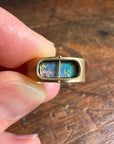 boulder opal ring, 18k gold ring, one of a kind ring, hilary finck jewelry, fine jewelry, handmade jewelry, captured collection, unique jewelry.
