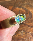 boulder opal ring, 18k gold ring, one of a kind ring, hilary finck jewelry, fine jewelry, handmade jewelry, captured collection, unique jewelry.