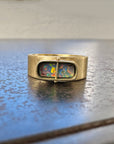 boulder opal ring, 18k gold ring, one of a kind ring, hilary finck jewelry, fine jewelry, handmade jewelry, captured collection, unique jewelry.
