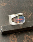Captured Lines - Triangle Boulder Opal Ring