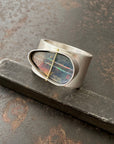 Captured Lines - Triangle Boulder Opal Ring