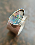 Captured Lines - Triangle Boulder Opal Ring