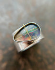 Captured Lines - Triangle Boulder Opal Ring