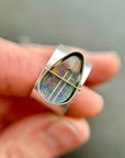 Captured Lines - Triangle Boulder Opal Ring