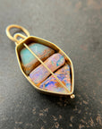 three wood opal pendant in 18k gold