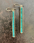 turquoise bead stick earrings in 14k gold