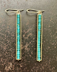 turquoise bead stick earrings in 14k gold