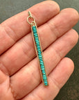 persian turquoise beads strung in a 14k gold frame, turquoise pendant, gold pendant