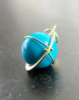 turquoise, turquoise orb, 18k gold, fine jewelry, turquoise pendant