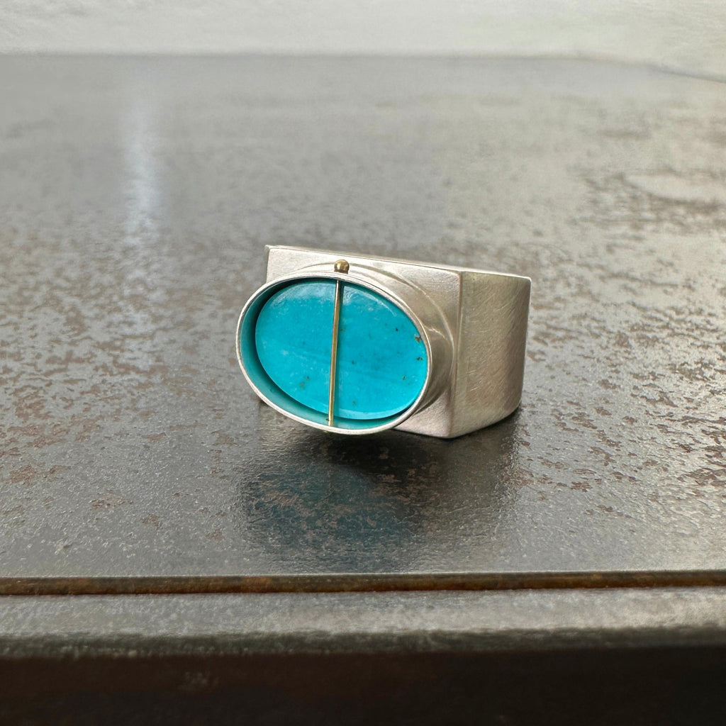 Captured Royston Turquoise Signet Ring