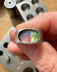 boulder opal ring, sterling silver ring, hilary finck jewelry, one of a kind jewelry, statement ring, signet ring, captured collection