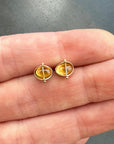 Pair of hessonite garnet stud earrings in 14k gold earrings