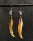 Captured Ultramarine Opal Leaf Earrings