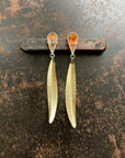 Captured Dendritic Agate Leaf Earrings
