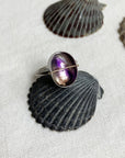 Captured Hematite and Amethyst in Quartz Ring