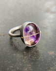 Captured Hematite and Amethyst in Quartz Ring
