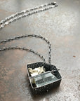 Captured Rough Aquamarine and Mica Necklace