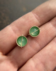 Captured Chrysoprase Studs