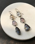 Captured Dendritic Agate, Purple Agate, and Boulder Opal Earrings