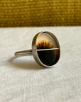Captured Inkblot Dendritic Agate Ring
