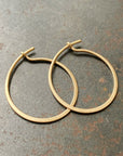 hammered gold hoop earrings, 18k hoops, gold jewelry, gold hoops, hilary finck jewelry, hoop earrings, handmade jewelry.