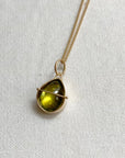 Captured Chartreuse Tourmaline Teardrop Necklace