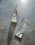 Captured Speckled Montana Agate Triangle Earrings