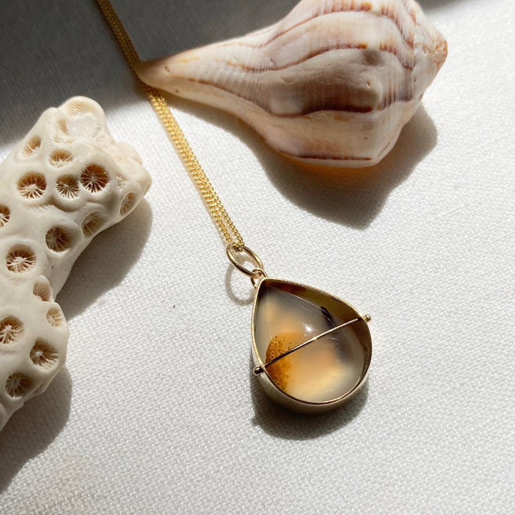 Captured Montana Agate Teardrop Charm