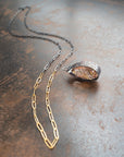 Silver Rutile Quartz Teardrop Pendant with Removable Long Chain