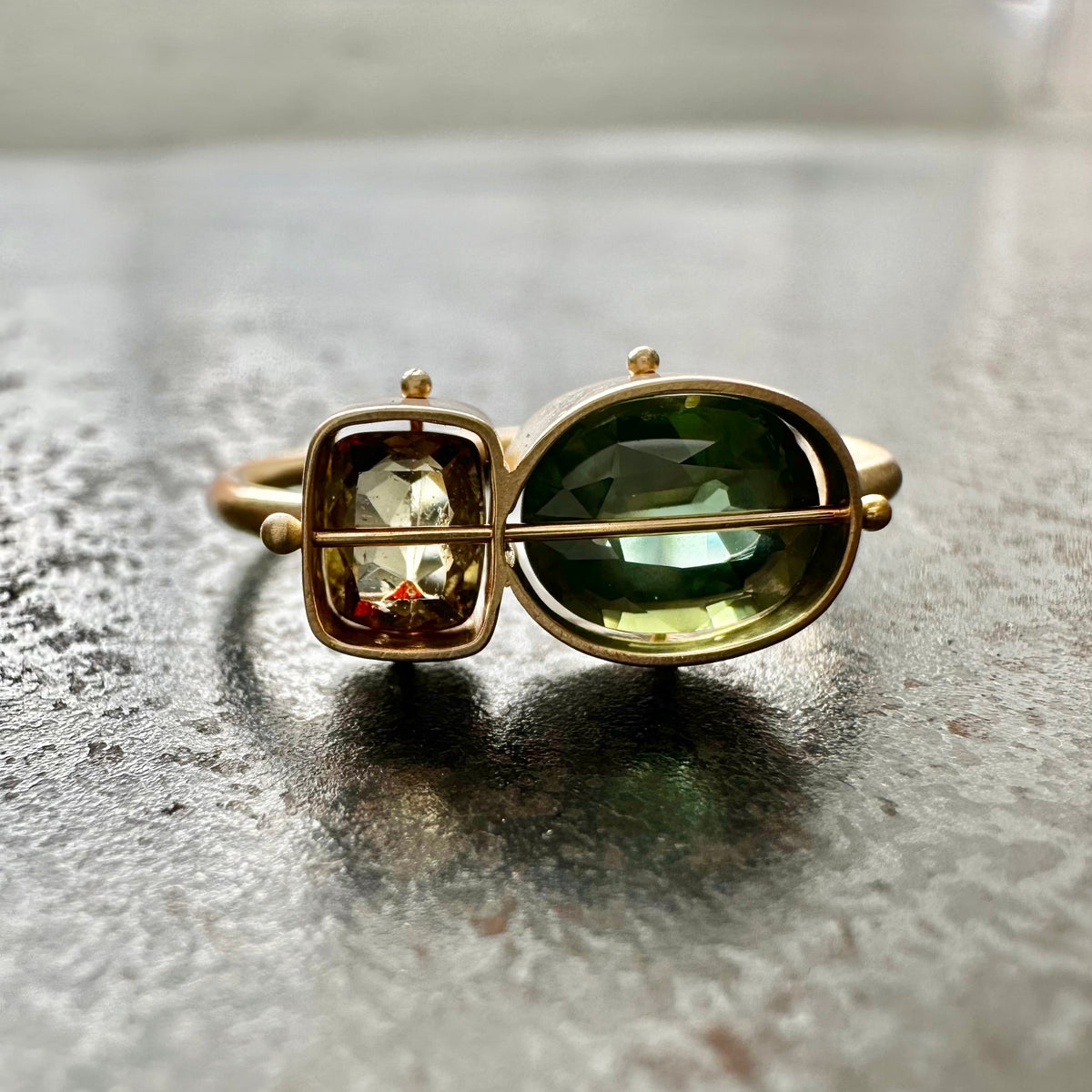 custom garnet and adalusite ring