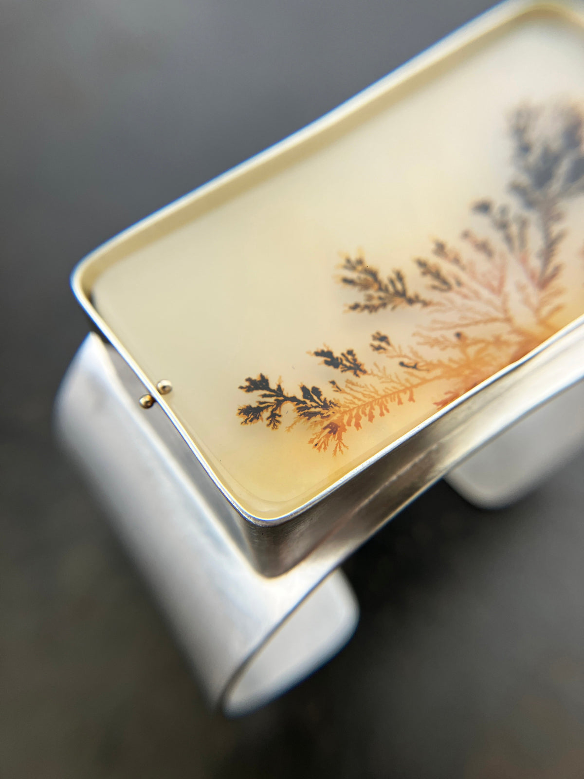 dendritic agate sterling silver cuff bracelet 