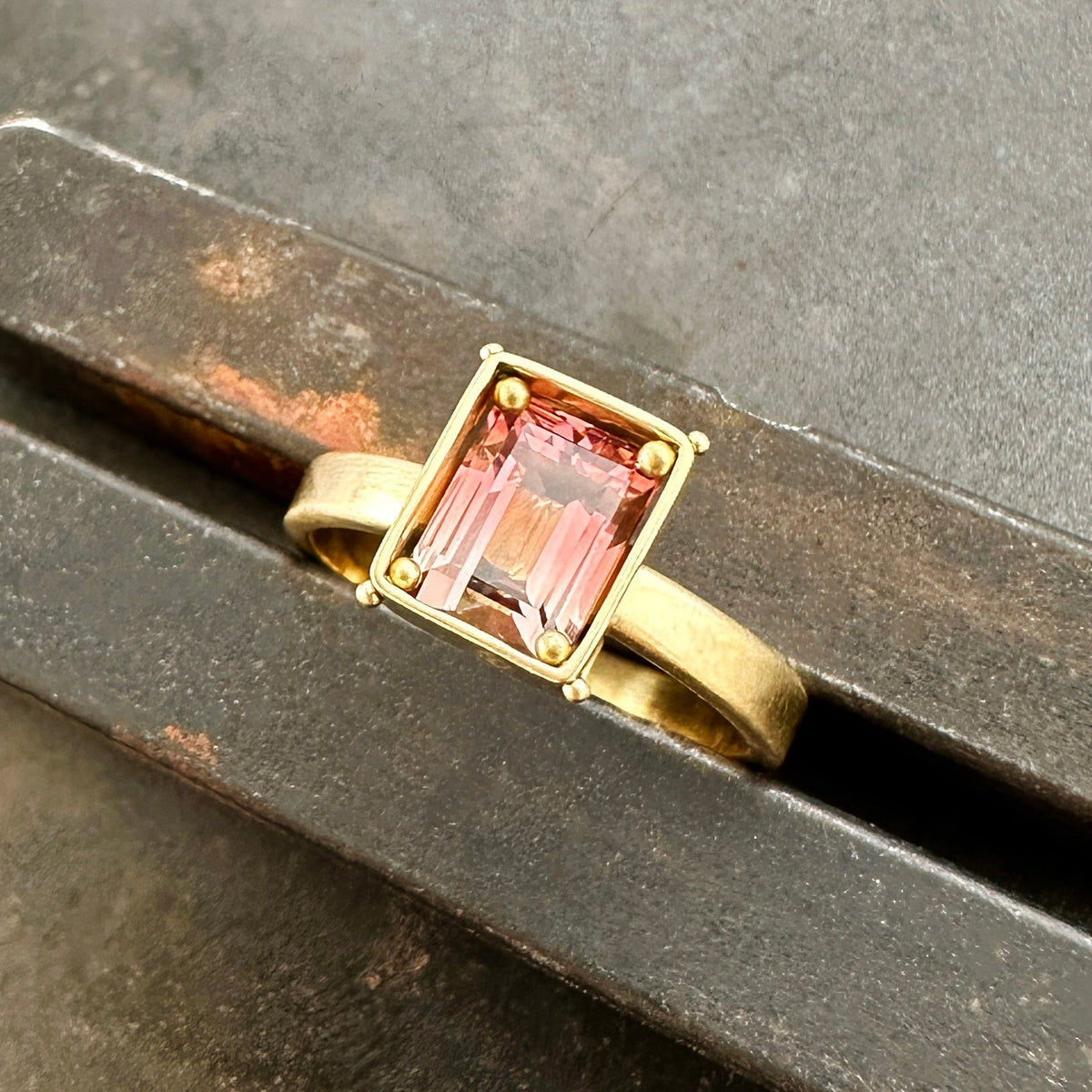 pink tourmaline ring in 18k gold